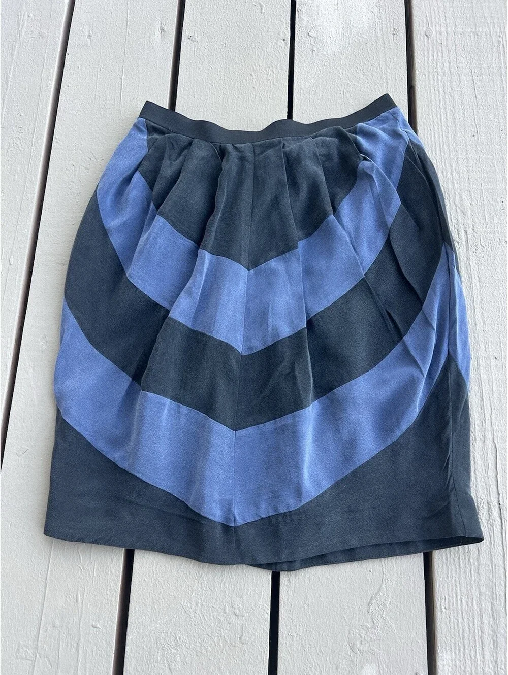 Vintage MM Couture by Miss Me Women Black Purple Chevron Silk Skirt S Y2K